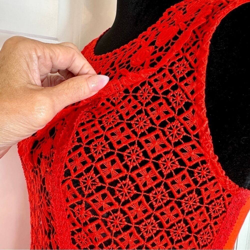 Anthropologie - Tiny - Red Sleeveless Top with Lace Detail Size: XS